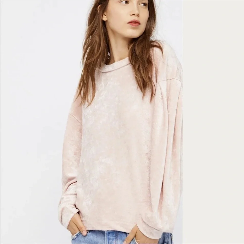 The We The Free Milan Blush Pink Crush Velvet Top Size Small